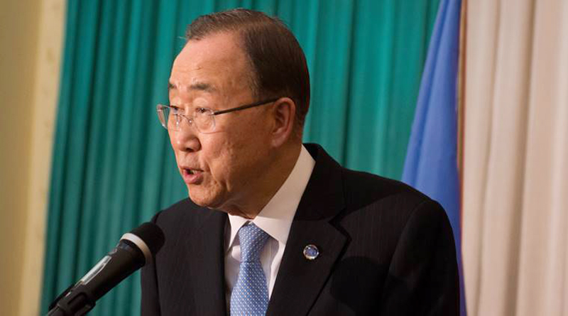 FILE--in this file photo of Thursday Feb.25, 2016, UN Secretary General, Ban Ki Moon, speaks to the media in Juba, South Sudan.  A confidential report from U.N. Secretary-General Ban Ki-moon to the U.N. Security Council, dated Sept. 8, 2016, obtained by The Associated Press, is a stark list of the ways South Sudan's government has obstructed the U.N. peacekeeping mission in a country devastated by civil war. (AP Photo-file)