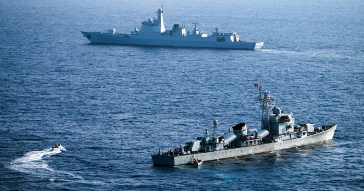 China's South Sea fleet taking part in a drill in the Xisha Islands, or the Paracel Islands, in the South China Sea. | Str/AFP