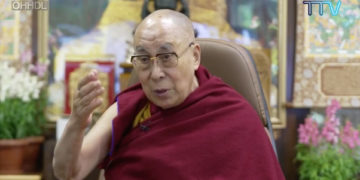 His Holiness the 14th Dalai Lama's Teaching. (Photo from the Live stream of Gaden Phodrang)