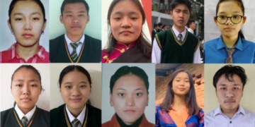 First row from left: Tenzin Konchok Desel, Tenzin Lacksang, Dekyi Yangzom, Tenzin Gyaltsen, Tenzin Choezin. Second row: Tenzin Paldon, Tenzin Choenzin, Tenzin Tsekyi, Tenzin Paldon, Tenzin Dorjee