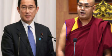 བོད་མི་མང་སྤྱི་འཐུས་ཚོགས་གཙོ་མཁན་པོ་བསོད་ནམས་བསྟན་འཕེལ་མཆོག་དང་ཉི་ཧོང་གི་སྲིད་བློན་གསར་པ་སྐུ་ཞབས་ཧྥུ་མིའོ་ཀི་ཤི་ཌ་ (Fumio Kishida)མཆོག