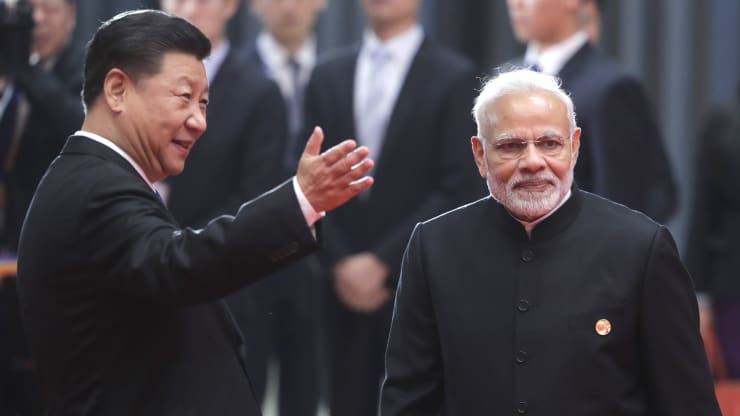 Chinese President Xi Jinping and Indian Prime Minister Narendra Modi during a photograph session before the 18th meeting of the Council of the Heads of States of the Shanghai Cooperation Organization.
Mikhail Metzel | TASS | Getty Images