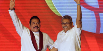 Former Sri Lankan PM Mahinda Rajapaksa, left, and his brother Gotabaya, the current President of Sri Lanka. Photo: AP