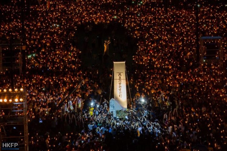 The last official, mass Tiananmen vigil in Victoria Park in 2019. Photo: Todd R. Darling/HKFP.