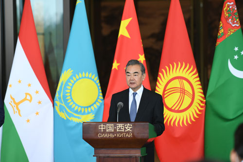 Chinese Foreign Minister Wang Yi speaks at the press conference after C+C5 foreign ministers' meeting in Xi'an, Shaanxi Province, May 12, 2021.  Photo: Chinese Foreign Ministry