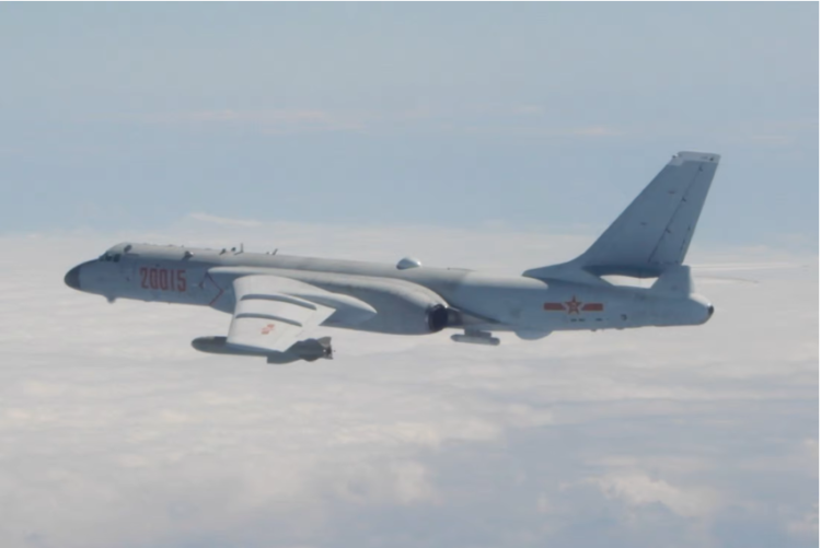 China sends three H-6 bombers over the Miyako Strait in Southern Japan. Photo: Handout