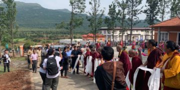 Sikyong’s arrival at Kollegal Dhondeling Tibetan settlement after concluding Hunsur visit, 6 June 2022.