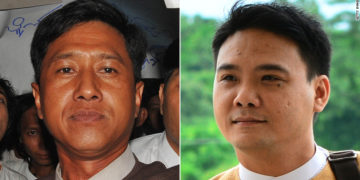 Prominent activist Kyaw Min Yu (Ko Jimmy), left, and former NLD lawmaker Phyo Zayar Thaw.