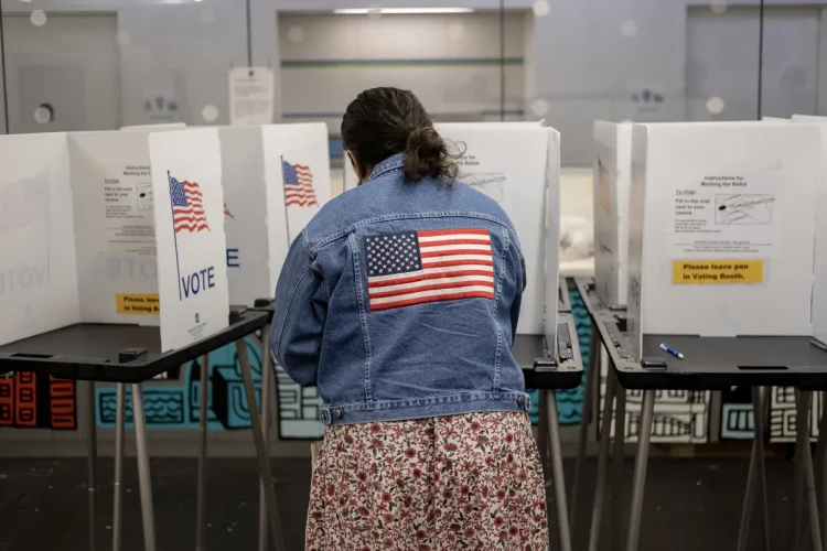 A voter casts their ballot at the Hillel Foundation on Nov. 8, 2022, in Madison, Wis. (Photo by Jim Vondruska/Getty Images)