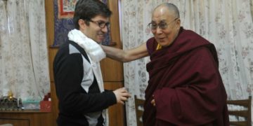 Canadian MP Garnett Genuis with His Holiness the Dalai Lama on 15 January 2017. Photo/ OHHDL