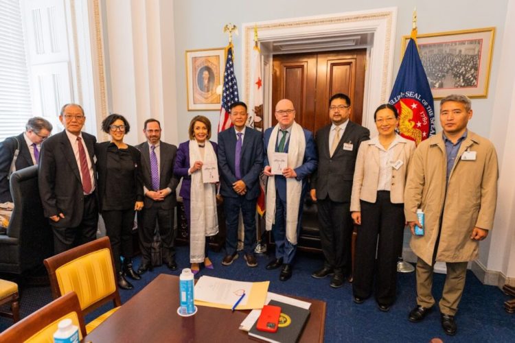 Sikyong-led Tibetan delegation with Speaker Emerita Nancy Pelosi and Congressman Jim McGovern.
