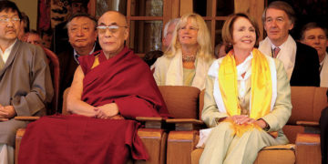 US Speaker of the House Nancy Pelosi visiting His Holiness the Dalai Lama in Dharamsala, HP, India on March 21, 2008. (Photo by Tenzin Choejor/OHHD