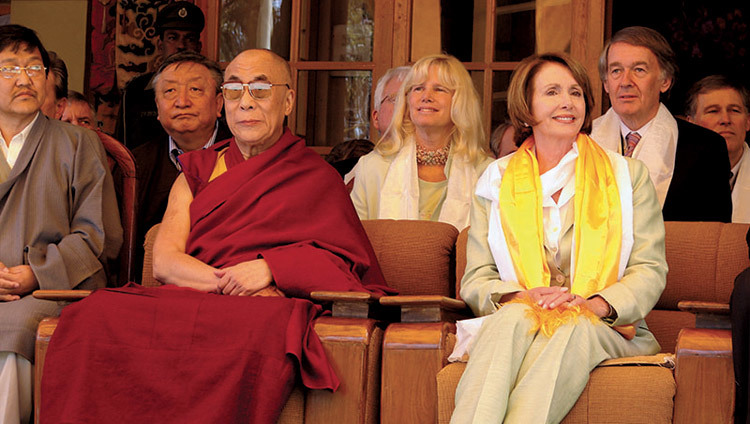 US Speaker of the House Nancy Pelosi visiting His Holiness the Dalai Lama in Dharamsala, HP, India on March 21, 2008. (Photo by Tenzin Choejor/OHHD
