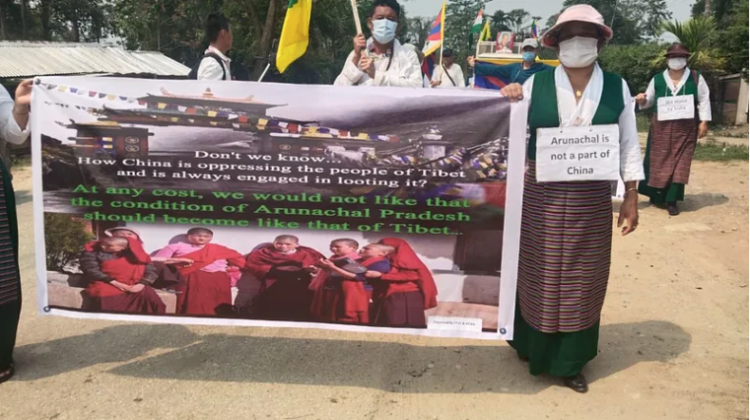Tibetans holds a protest in Miao town of Arunachal's Changlang district Tibetans holds a protest in Miao town of Arunachal's Changlang district | By special arrangement
The Print's Photo