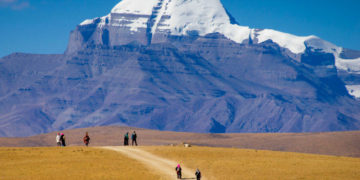 Tourists Trekking around Mount Kailash