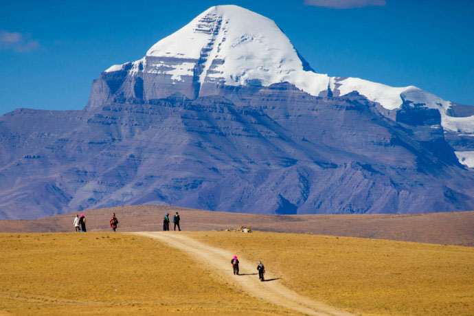 Tourists Trekking around Mount Kailash