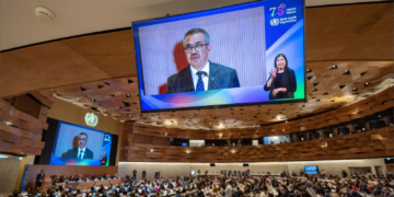 Director-General of the World Health Organisation (WHO) Dr. Tedros Adhanom Ghebreyesus attends the World Health Assembly at the United Nations in Geneva, Switzerland, May 21, 2023. (REUTERS/Denis Balibouse)