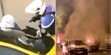 Vehicles burned during protests over the Paris traffic stop shooting. ( Image Source : Twitter/@TT0121 | Twitter/@GGiigi58398299 )