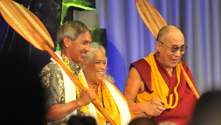 His Holiness the Dalai Lama at the University of Hawaii on April 15, 2012. Photo/JHook/Civil Beat