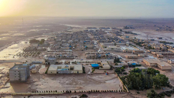 General view of flood water covering the area as a powerful storm and heavy rainfall hit Al-Mukhaili, Libya September 11, 2023, in this handout picture. (REUTERS)