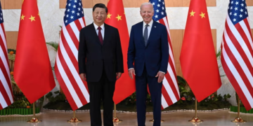 US President Joe Biden and China's President Xi Jinping meet Bali on 14 November 2022. Photograph: Saul Loeb/AFP/Getty Images