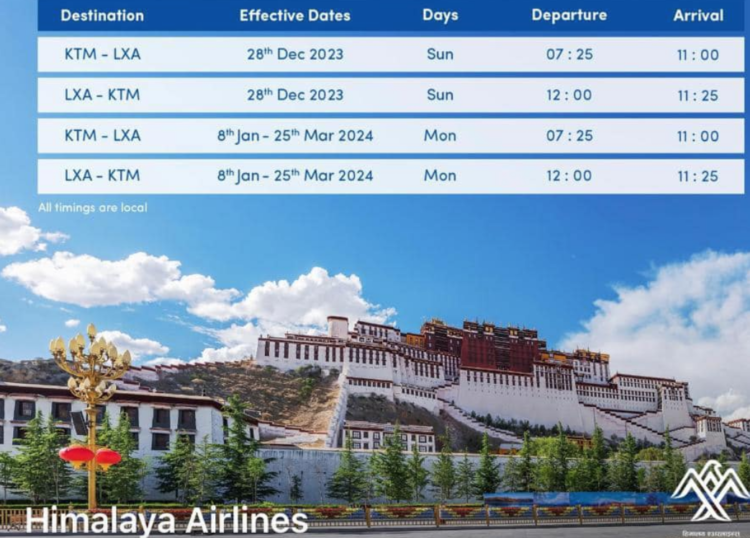 Himalaya Airlines will begin direct flights between Kathmandu and Lhasa. TourismMall's Photo