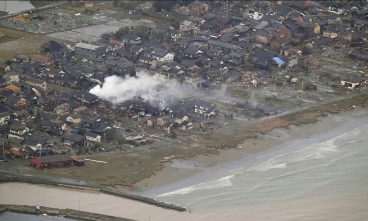 An area affected by the earthquake in Suzu, Ishikawa prefecture, Japan, on January 2. Kyodo News/AP