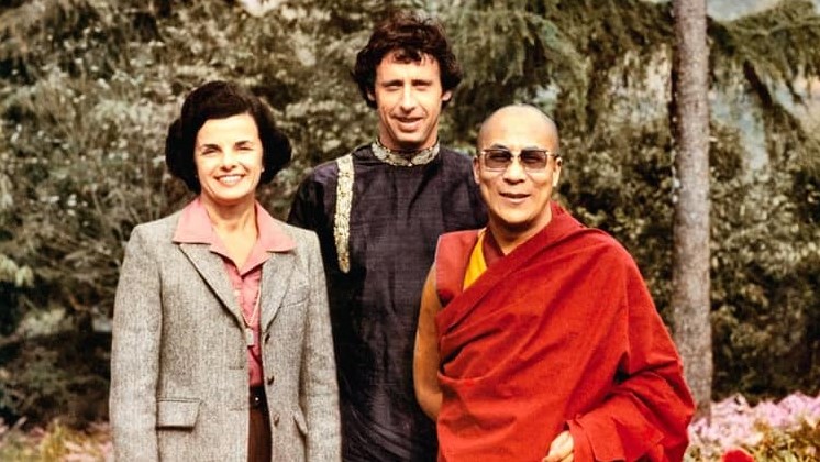 His Holiness the Dalai Lama with Senator Dianne Feinstein and her husband Richard Blum in Dharamsala, HP, India in 1978