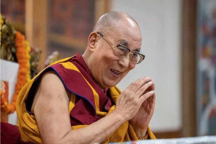 His Holiness the Dalai Lama smiling at guests gathered for a long life ceremony for His Holiness, Dharamsala, India, June 24, 2022. Photo by Tenzin Choejor, courtesy of DalaiLama.com.