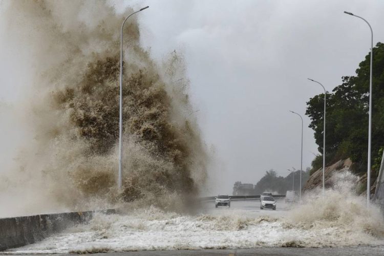 Waves crash on the coast of Sansha town as Typhoon Gaemi approaches, in Ningde, Fujian province, China July 25, 2024