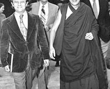The Dalai Lama w/Jeffrey Hopkins at UVa, Nov. 1979. Prof. Hopkins was the Dalai Lama’s official interpreter from 1976 to 1996. Photo by Edwin Roseberry