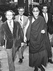 The Dalai Lama w/Jeffrey Hopkins at UVa, Nov. 1979. Prof. Hopkins was the Dalai Lama’s official interpreter from 1976 to 1996. Photo by Edwin Roseberry