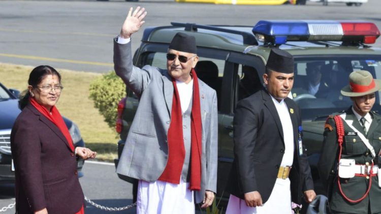 Prime Minister of Nepal K.P. Sharma Oli departs for Beijing on a four-day official visit to China, in Kathmandu, Nepal, on December 2, 2024. | Photo Credit: PTI