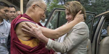 US House Democratic Leader Nancy Pelosi meets Tibetan spiritual leader the Dalai Lama, Dharamshala (Photo: SNS)