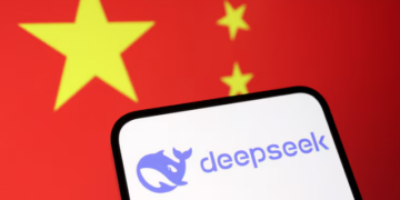 Deepseek logo and the Chinese flag are seen in this illustration taken January 27, 2025. REUTERS/Dado Ruvic/Illustration