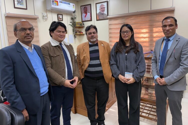 Tenzing Dhamdul (second right), Dr. O.P. Mishra (center), Director of NCS, and Tenzin Lhatso during their meeting on January 21, 2025 (Photo/V-TAG India)