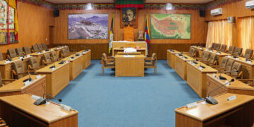 The Parliament meeting room of the Central Tibetan Administration in Dharamsala, India, photographed in 2018.