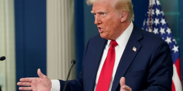 U.S. President Donald Trump speaks to reporters in the Brady Press Briefing Room at the White House in Washington, U.S., January 30, 2025. REUTERS/Elizabeth Frantz