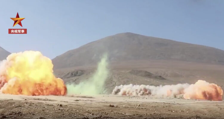 An engineering detachment of a brigade of the Tibet Military Region conducts a mine-clearing and obstacle-clearing exercise
