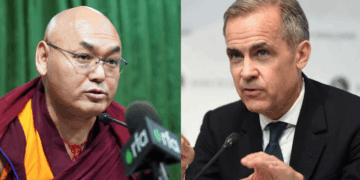 སྤྱི་འཐུས་ཚོགས་གཙོ་མཁན་པོ་བསོད་ནམས་བསྟན་འཕེལ་མཆོག་དང་སྐུ་ཞབས་མར་ཁི་ཁར་ནི་མཆོག བོད་མི་སྤྱི་འཐུས་ལྷན་ཚོགས་ཀྱི་པར།