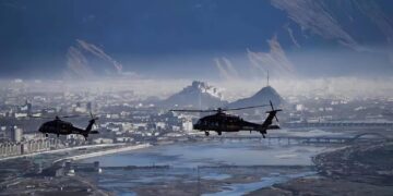 Close view of Chinese PLA combat helicopter in Tibet_January 05 2021