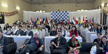 རྒྱལ་སྤྱིའི་བོད་ཀྱི་གཞོན་སྐྱེས་ཚོགས་ཆེན་ཐེངས་གསུམ་པ་འཚོག་བཞིན་པ། བོད་ཀྱི་དུས་བབ་གསར་ཁང་གི་པར། ༢༠༢༥།༧།༣