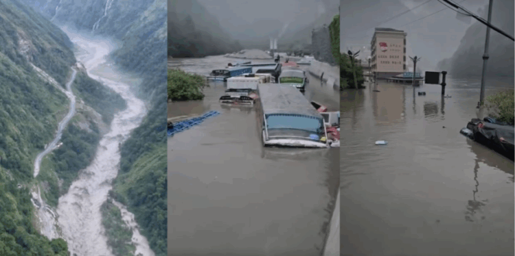 Flood in Bhotekoshi river washes away Nepal-China border bridge-at-Rasuwagadhi