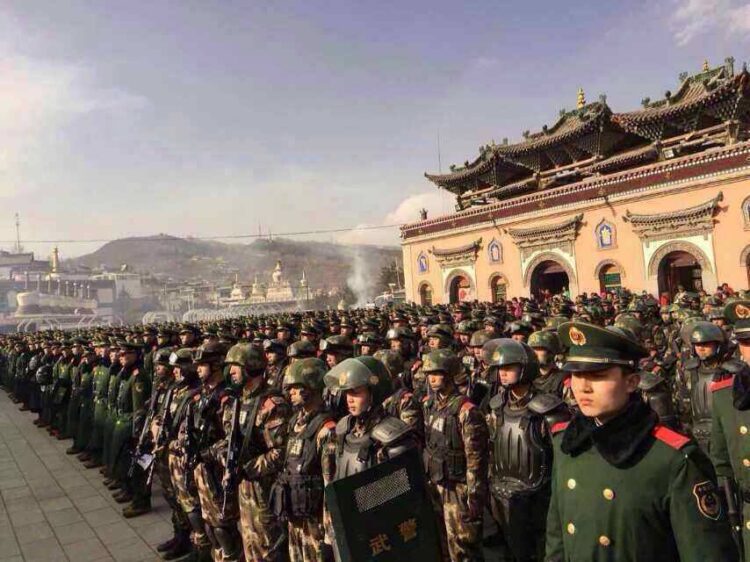 Thousands of Army in Kunbum Monastery in Tibet. Photo Credit: freetibet.org