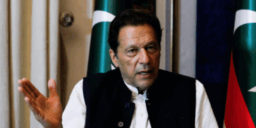 Former Pakistan prime minister Imran Khan, gestures as he speaks with Reuters during an interview, in Lahore, Pakistan March 17, 2023. REUTERS/Akhtar Soomro