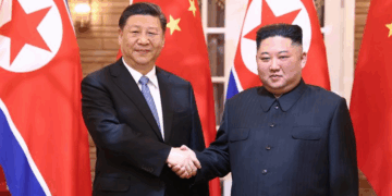 North Korean leader Kim and   Chinese leader Xi  in Pyongyang, DPRK, June 20, 2019. (Xinhua/Ju Peng)