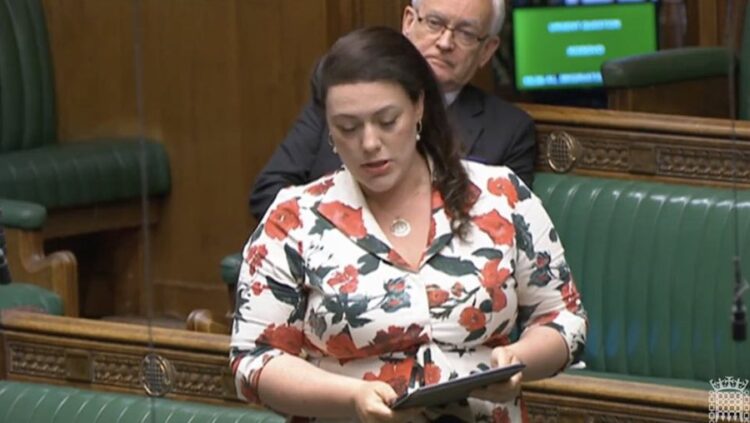 Member of Parliament of the United Kingdom Alicia Kearns, addressing tensions in north Kosovo in front of UK Parliament, June 5, 2023. (video grab)