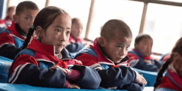 Tibetan Children at China’s Colonial Boarding School in Nagchu area, Tibet