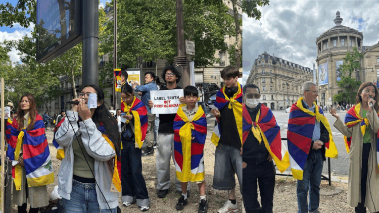 Tibetan community and supporters protests outside Guimet Museum (Photo/SFT France)