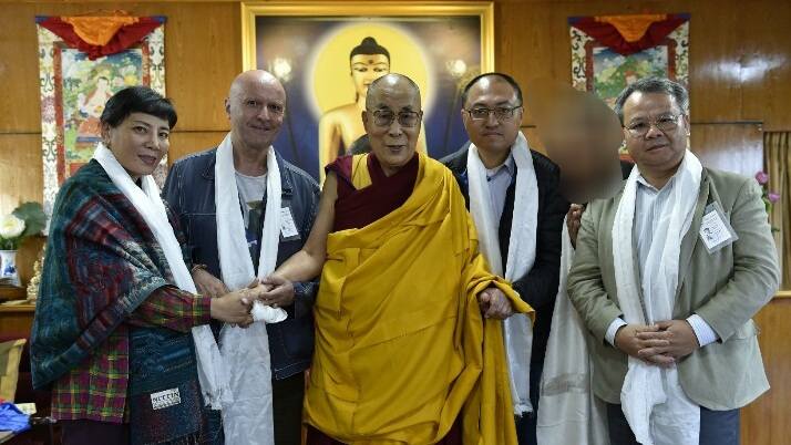 Jian Guo (third from right), a former director of the German branch of the Federation for a Democratic China and secretary-general of the Chinese Republican Party. In 2018, he visited Dharamsala, India, and met with the Dalai Lama.